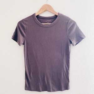 Brown Ribbed Slim Fit Knit Baby Tee